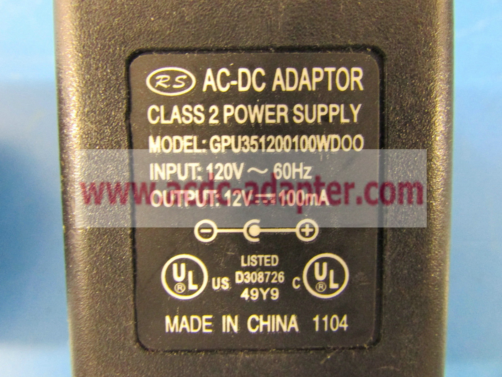 NEW RS 12V 100mA AC-DC Adapter GPU351200100WDOO Class 2 Power Supply - Click Image to Close